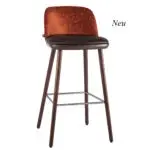 Produktfoto Hocker Mona 10348, Gestell dunkel, Sitzpolster braun, Rückenlehne orange, Schniedersitzt Möbel für gute Gäste