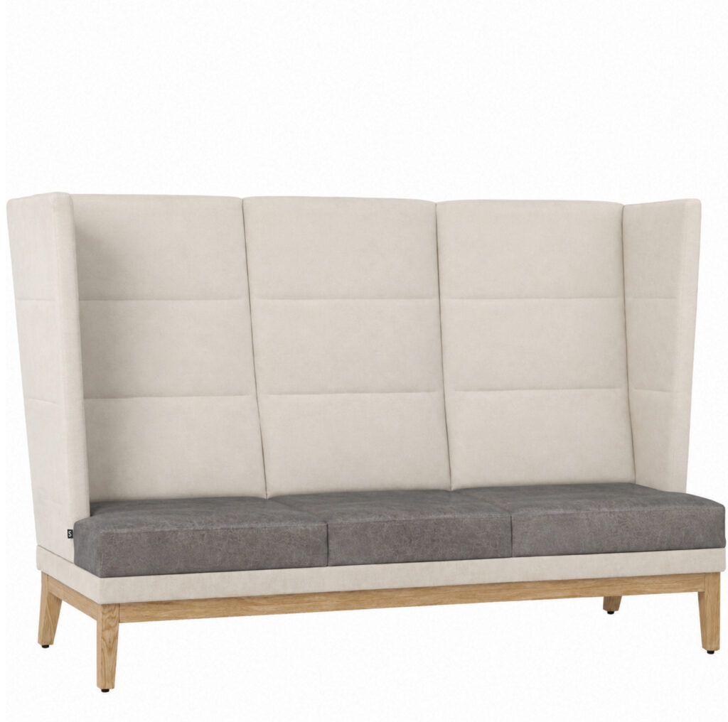 Produktbild Ohrensessel Paula 40900 3-Sitzer, Untergestell schwarz, Polster in wollweiß, Sitz in Vintage grau Schniedersitzt Möbel für gute Gäste