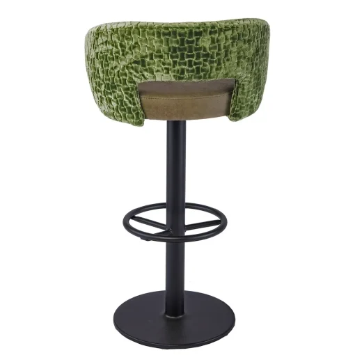 Foto Barhocker, Säulenhocker, Sitzpolster braun, Rückenpolster grün, Schniedersitzt Möbel für gute Gäste