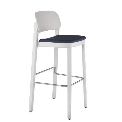 Produktfoto vom Hocker Luke, Sitzhöhe 65 cm, weißes Gestell, dunkles Sitzpolster