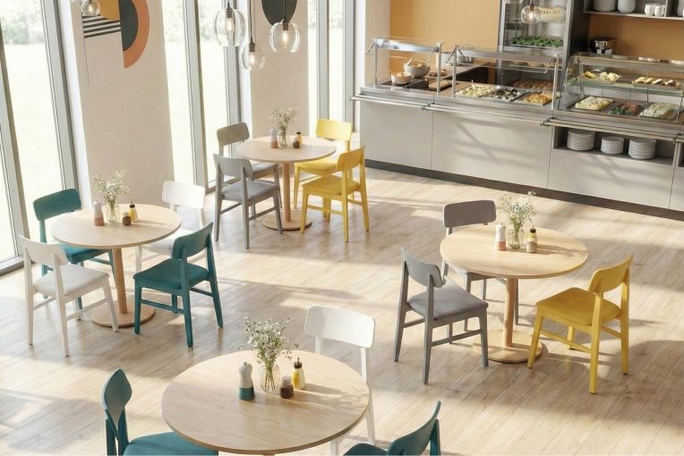 Einrichtung Kantine Planung Stuhl Linus Schniedersitzt Möbel für gute Gäste