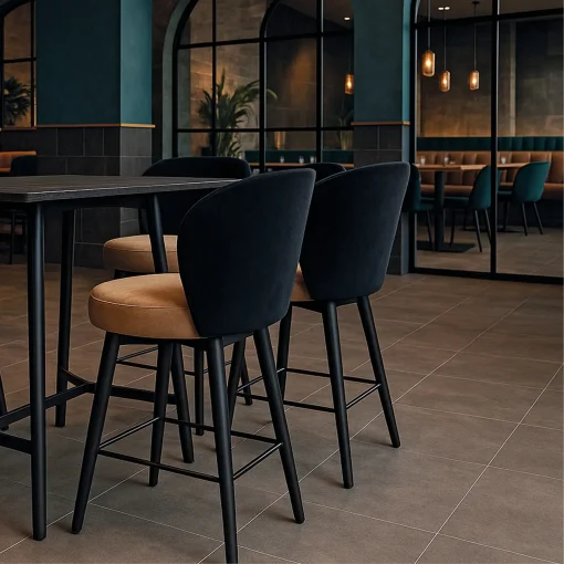 Visualisierung Restaurant Einrichtung, Barhocker Bela Stehtisch Fynn