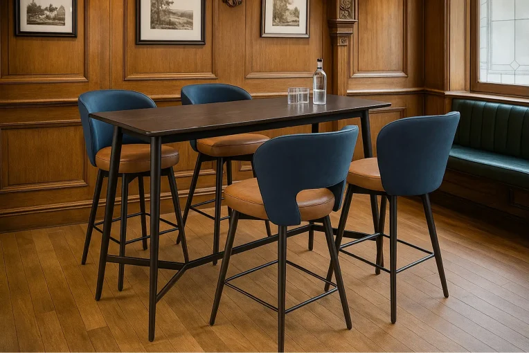 Visualisierung Stehtisch Fynn, Barhocker Bela und Donna, Hotel Einrichtung