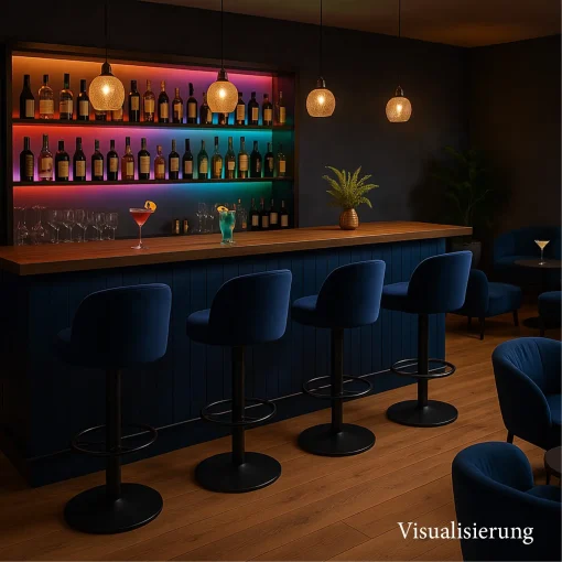 Visualisierung von einer Cocktailbar, Barhocker Sara, Theke