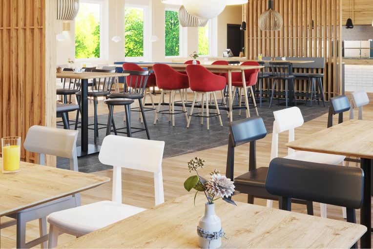 Einrichtung Kantinen Mitarbeiterrestaurant Möbel Stühle Tische