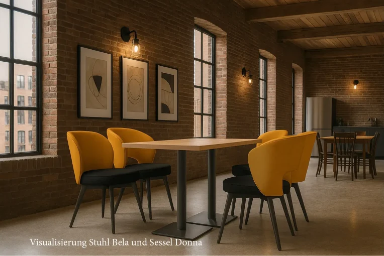 Visualisierung Stuhl Bela und Sessel Donna Schniedersitzt Möbel für gute Gäste